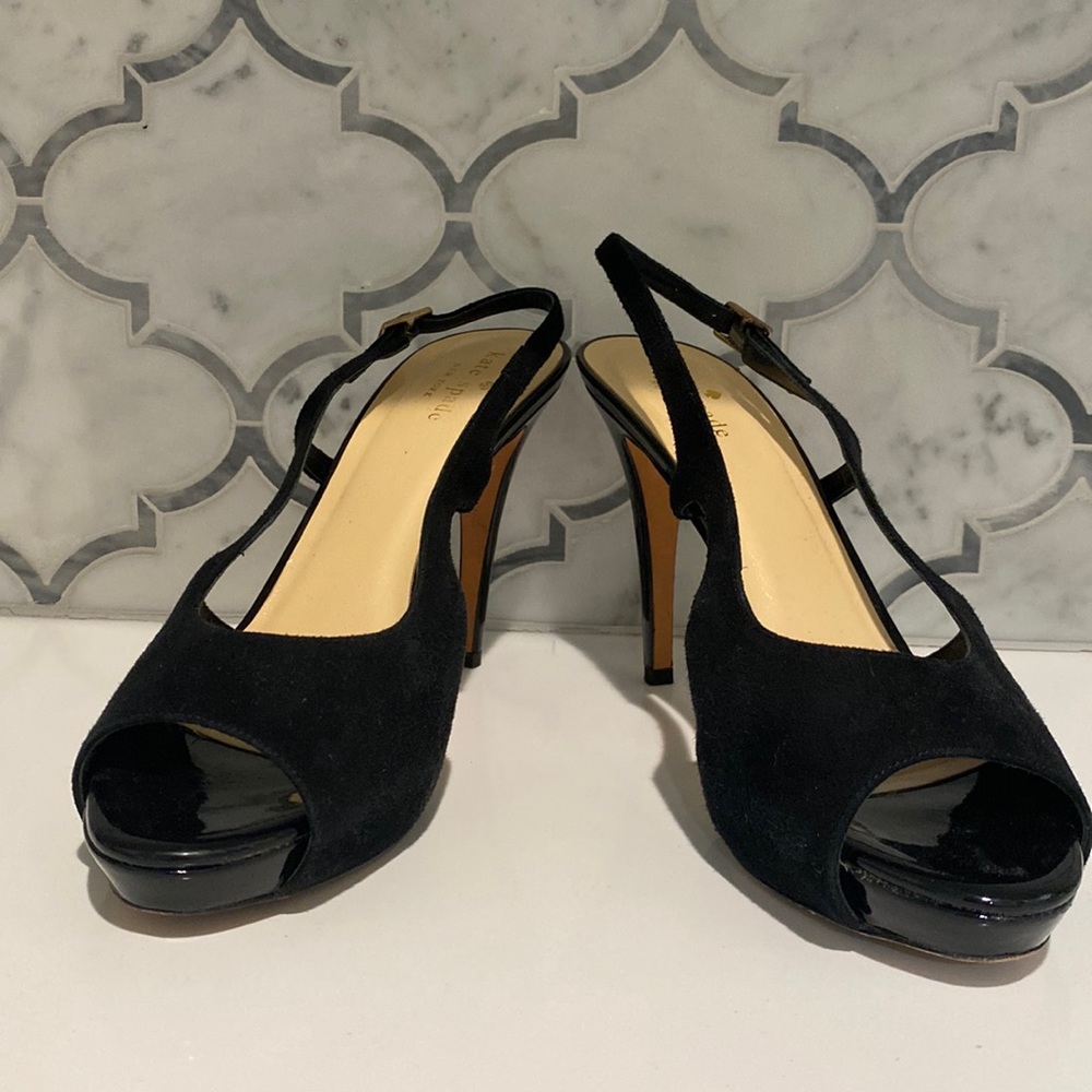 Kate Spade Black Suede Sling Backs